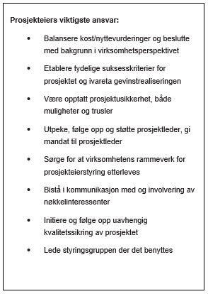 prosjekteiers viktigste ansvar